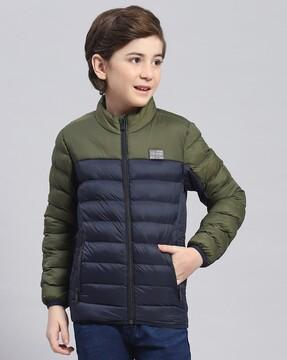 boy colourblock jacket with zip closure