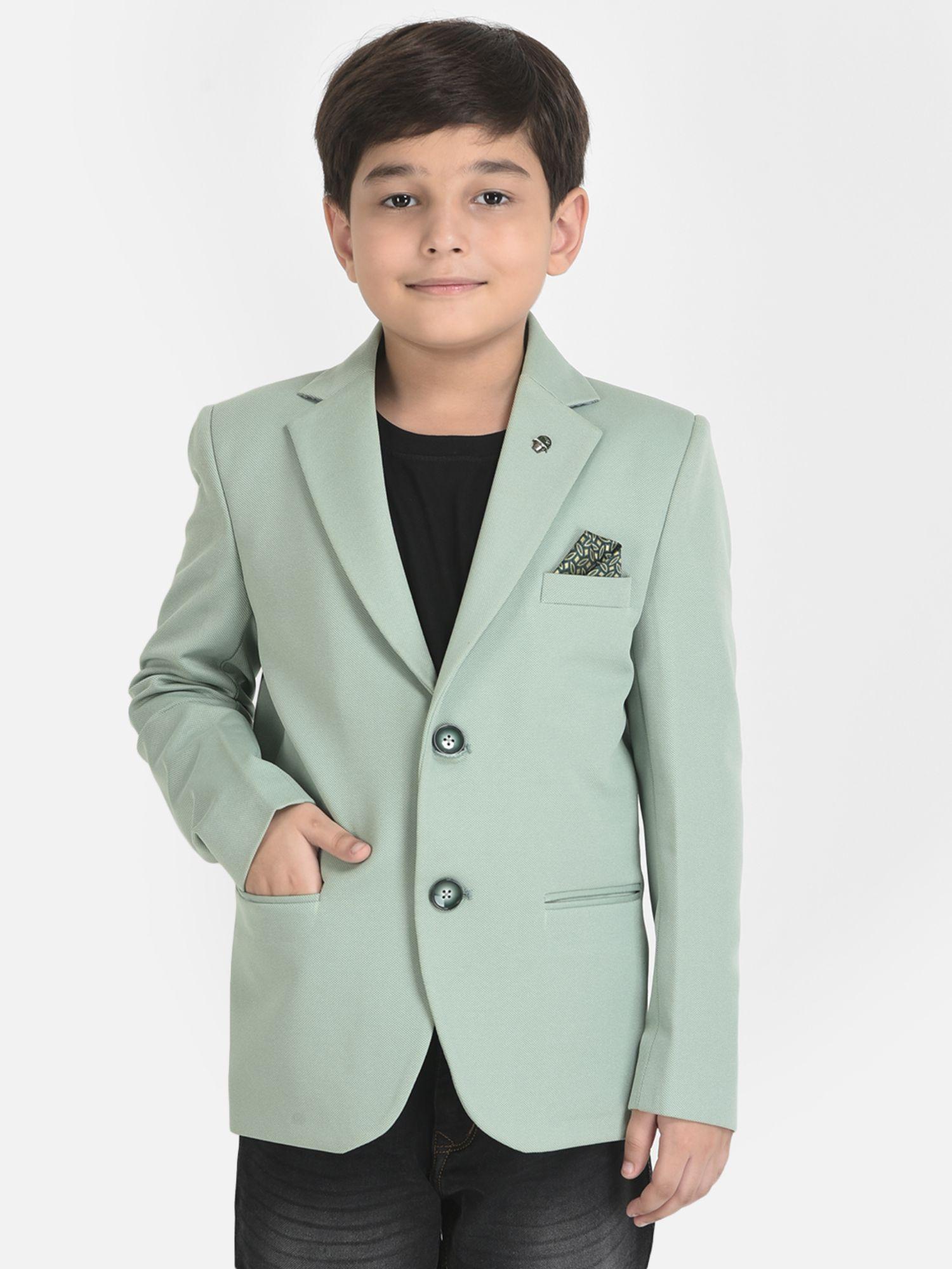 boy light green blazer with 3 pocket styling