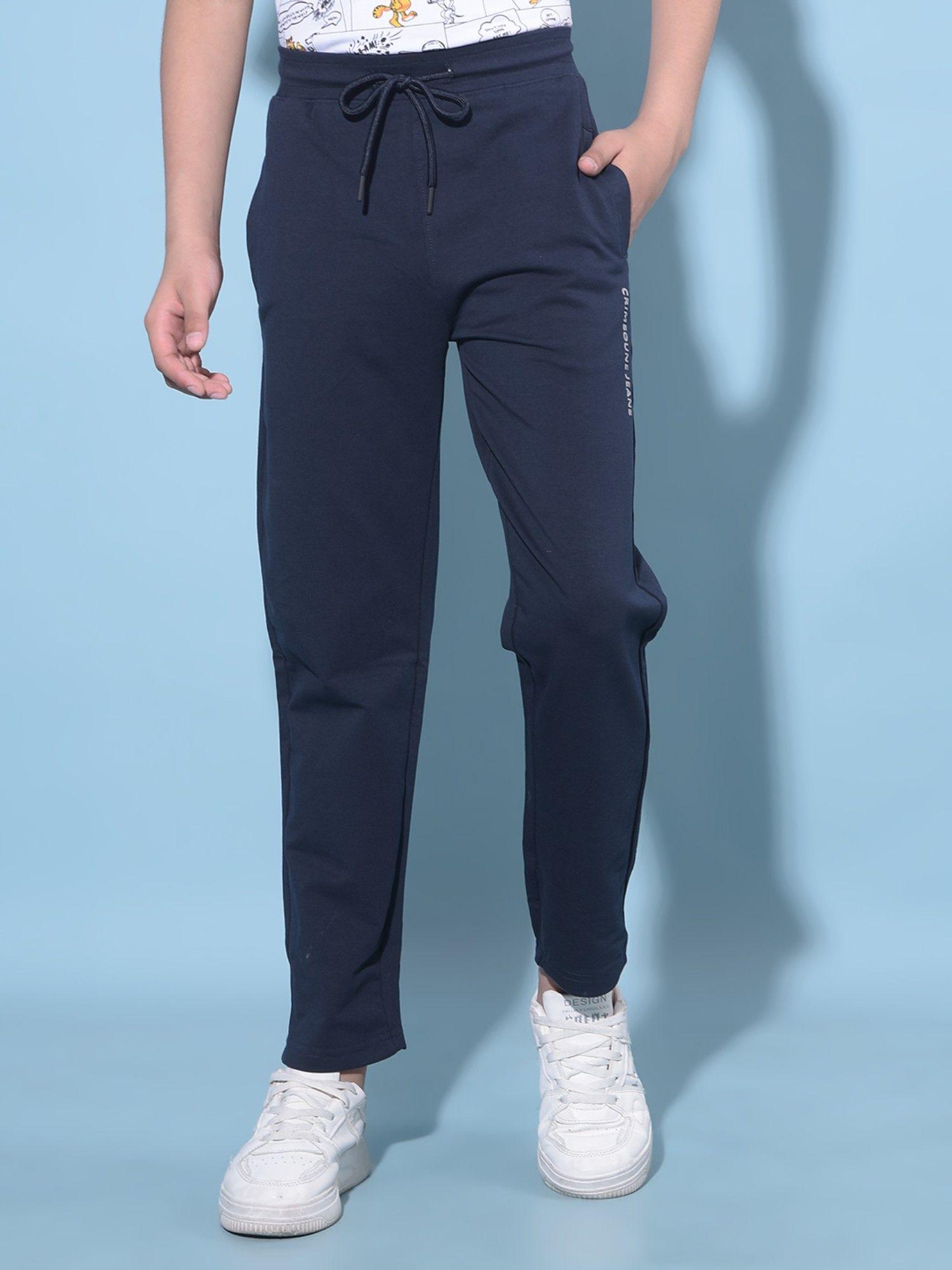 boy's navy blue solid trackpant