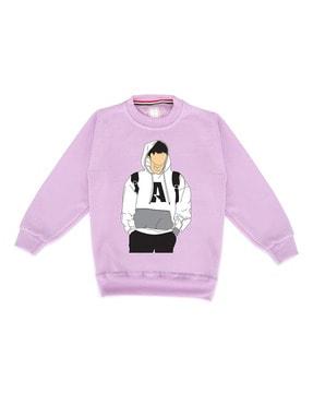 boy graphic print regular fit sweatshirt with ribbed hem
