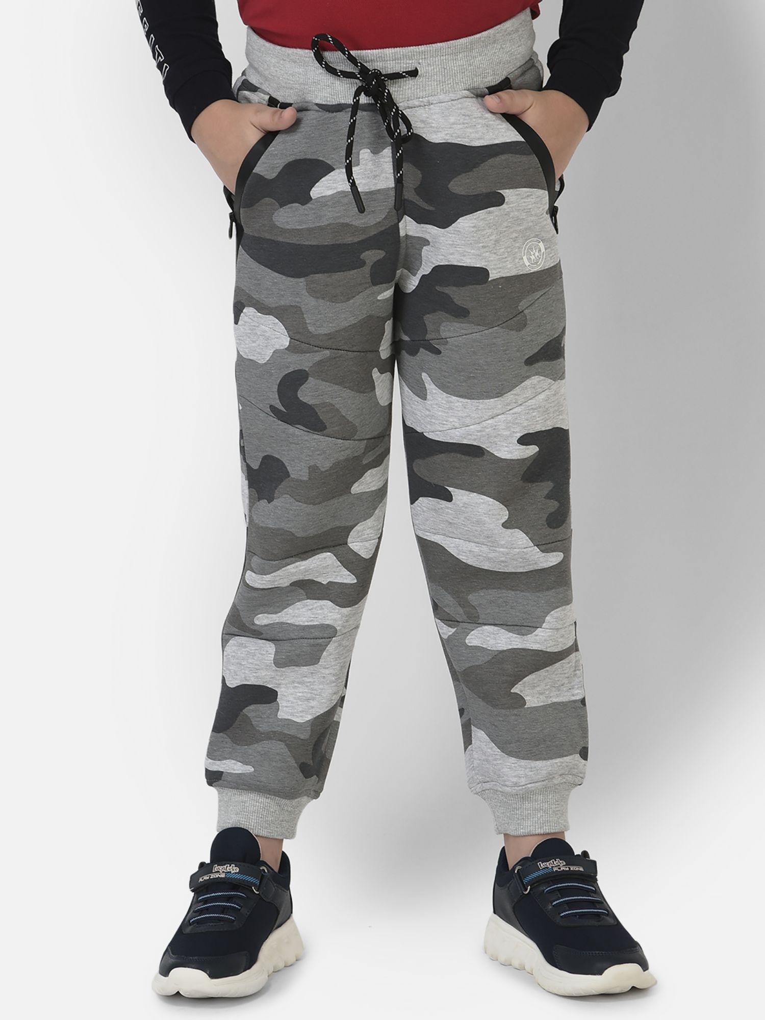 boy grey joggers in camouflage print