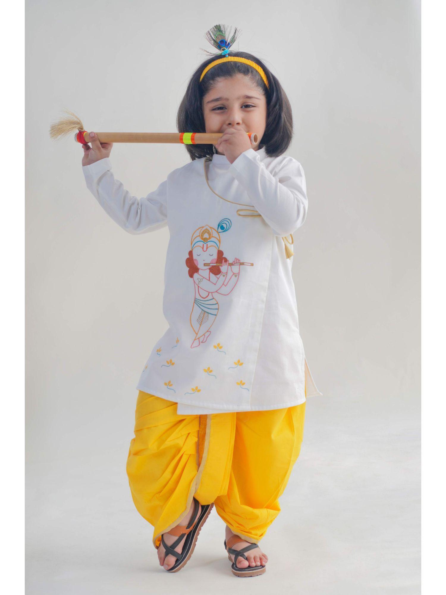 boy krishna dhoti kurta - white (set of 2)