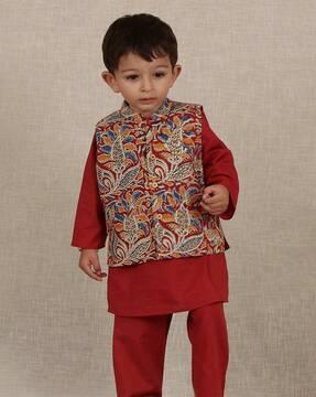 boy printed mandarin-neck jacket