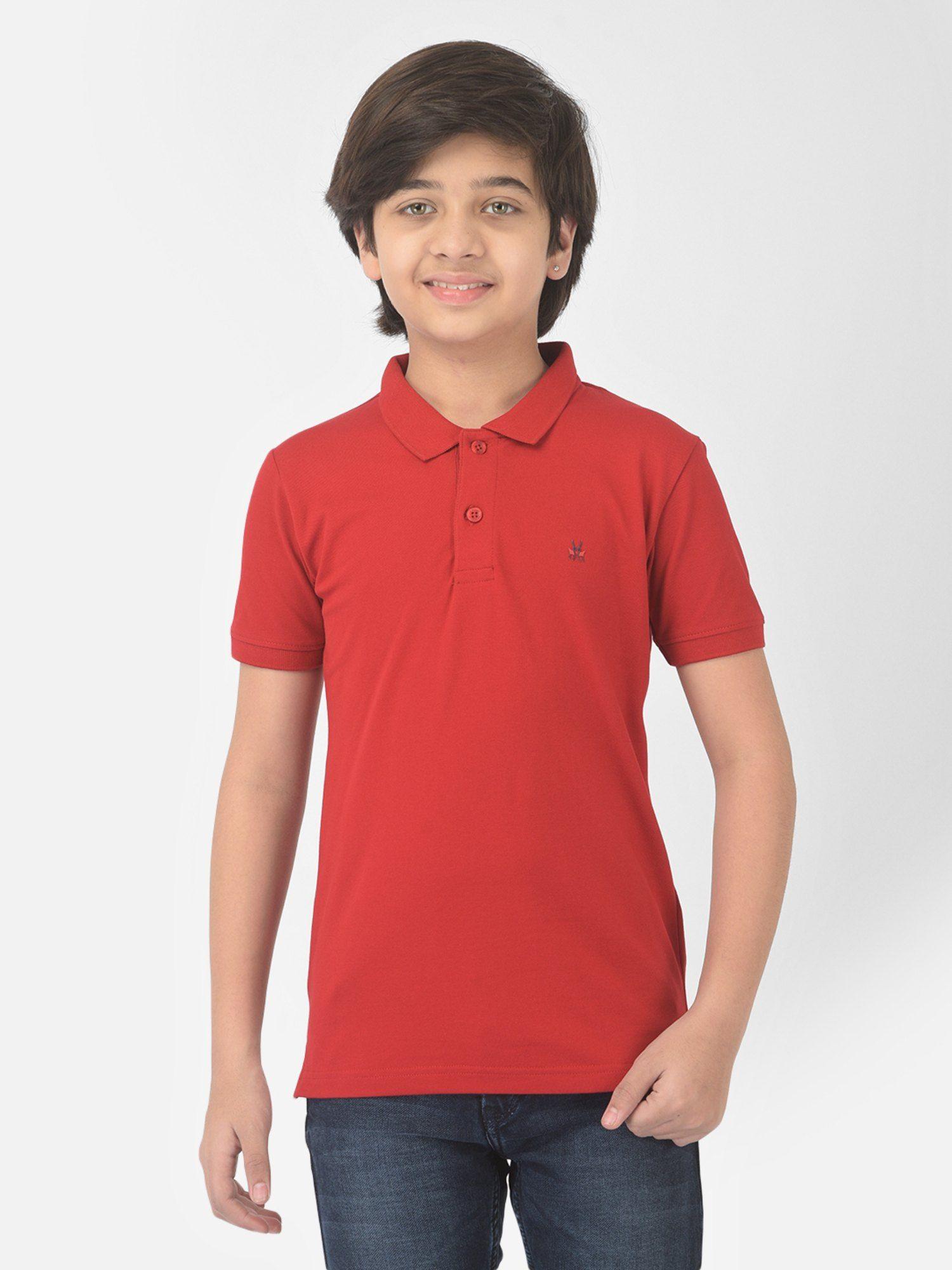 boy red solid polo t-shirt