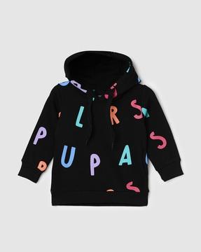 boy regular fit typographic print hoodie