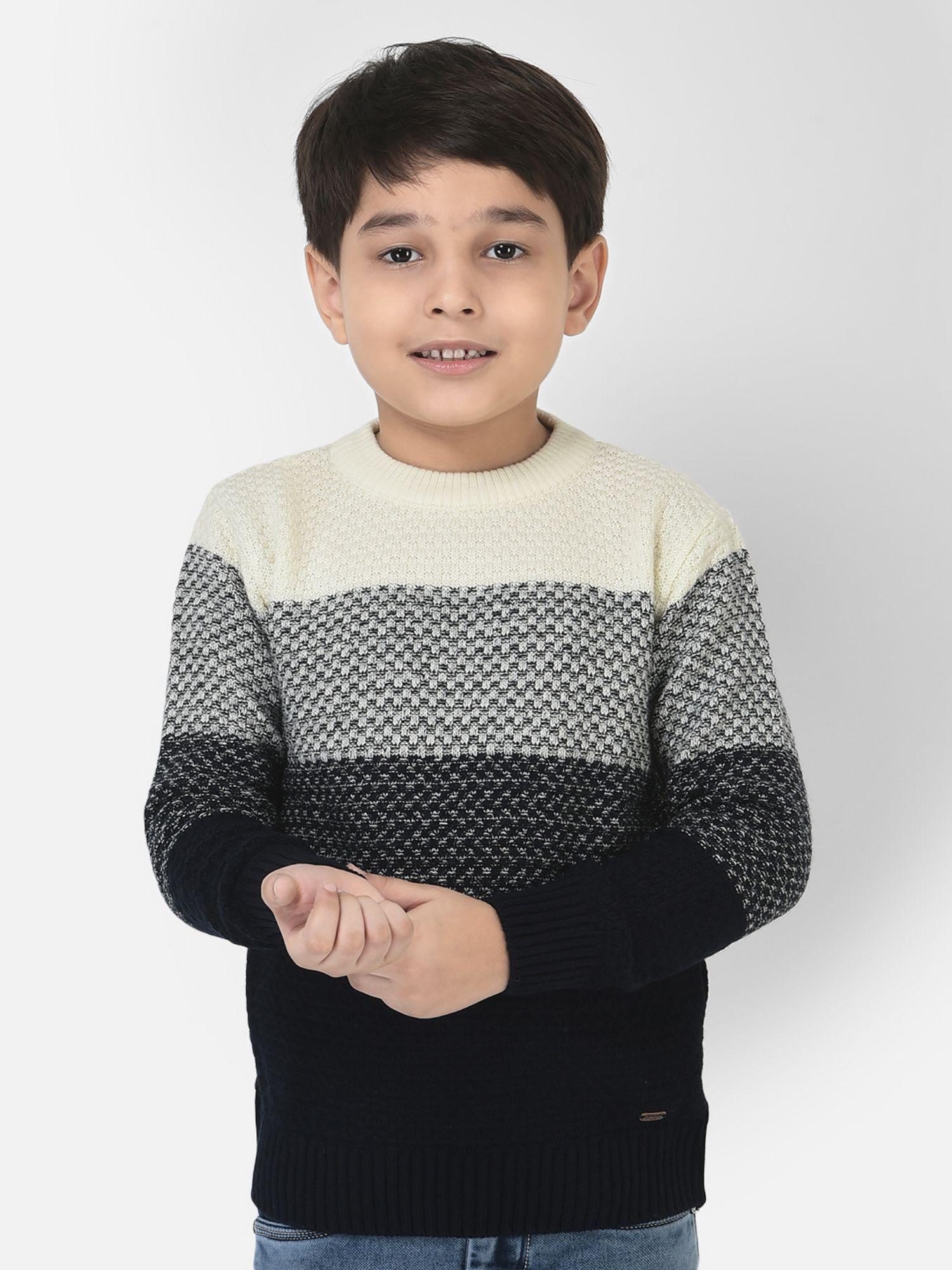 boy sweater in colour-block pattern