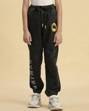 boy typographic print joggers with drawstring