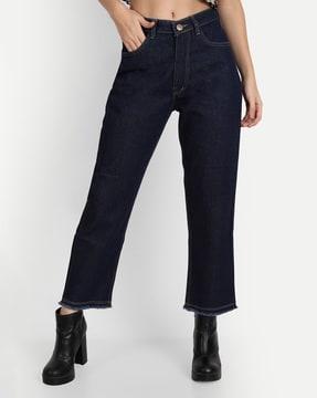 boyfriend jeans with frayed hem