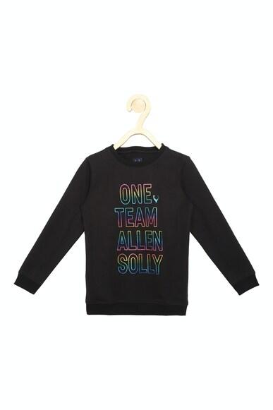boys black graphic print regular fit sweatshirt