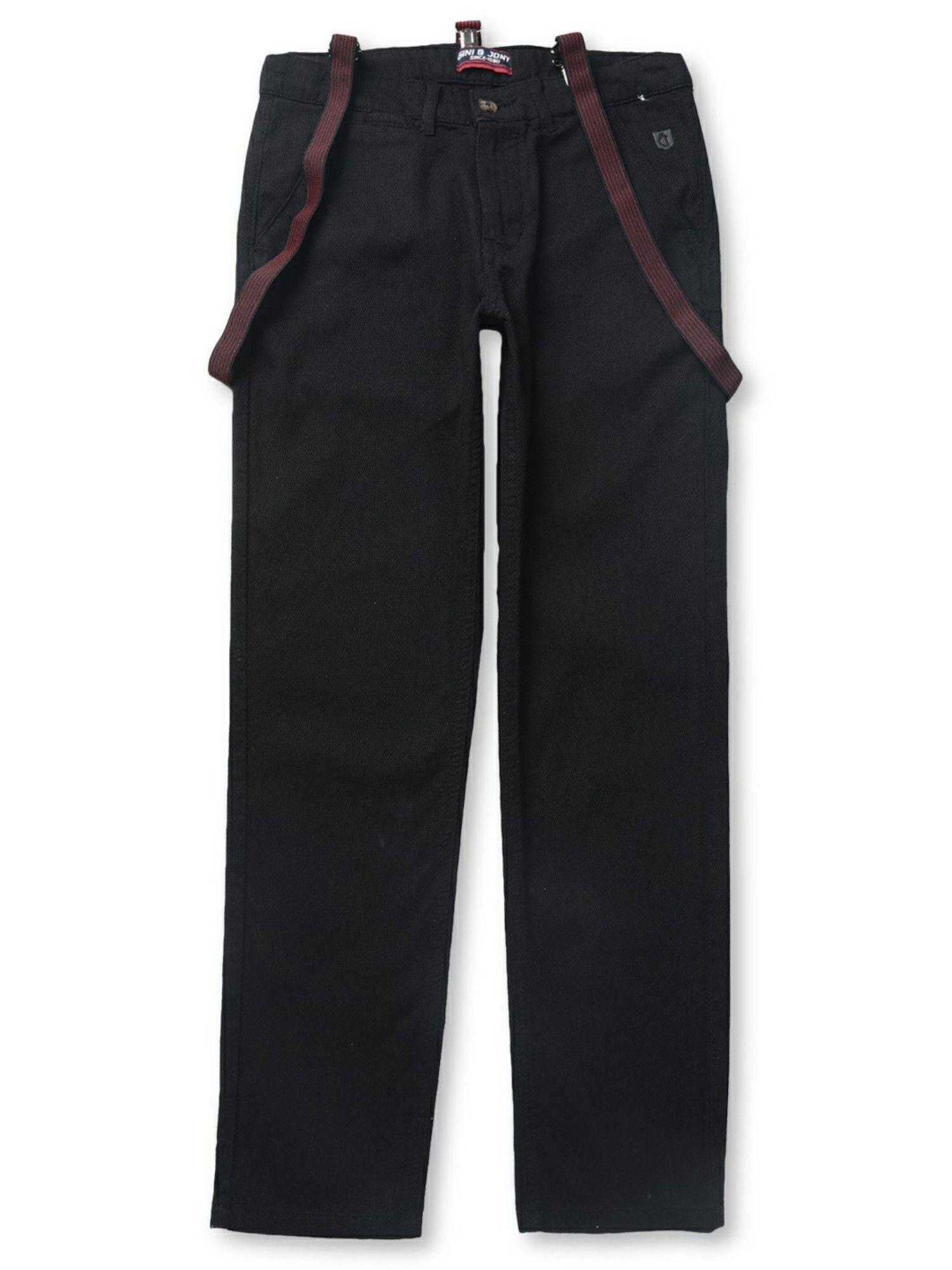 boys black knitted solid trouser