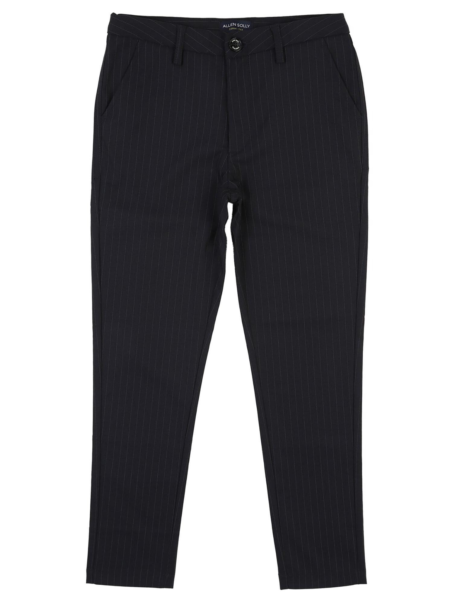 boys black polyester stripes trouser