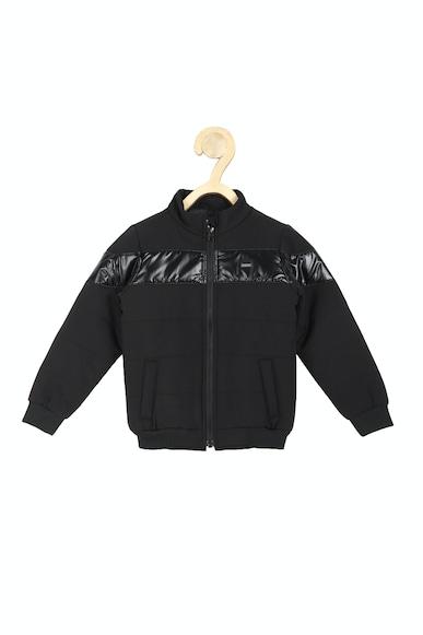 boys black textured regular fit jacket