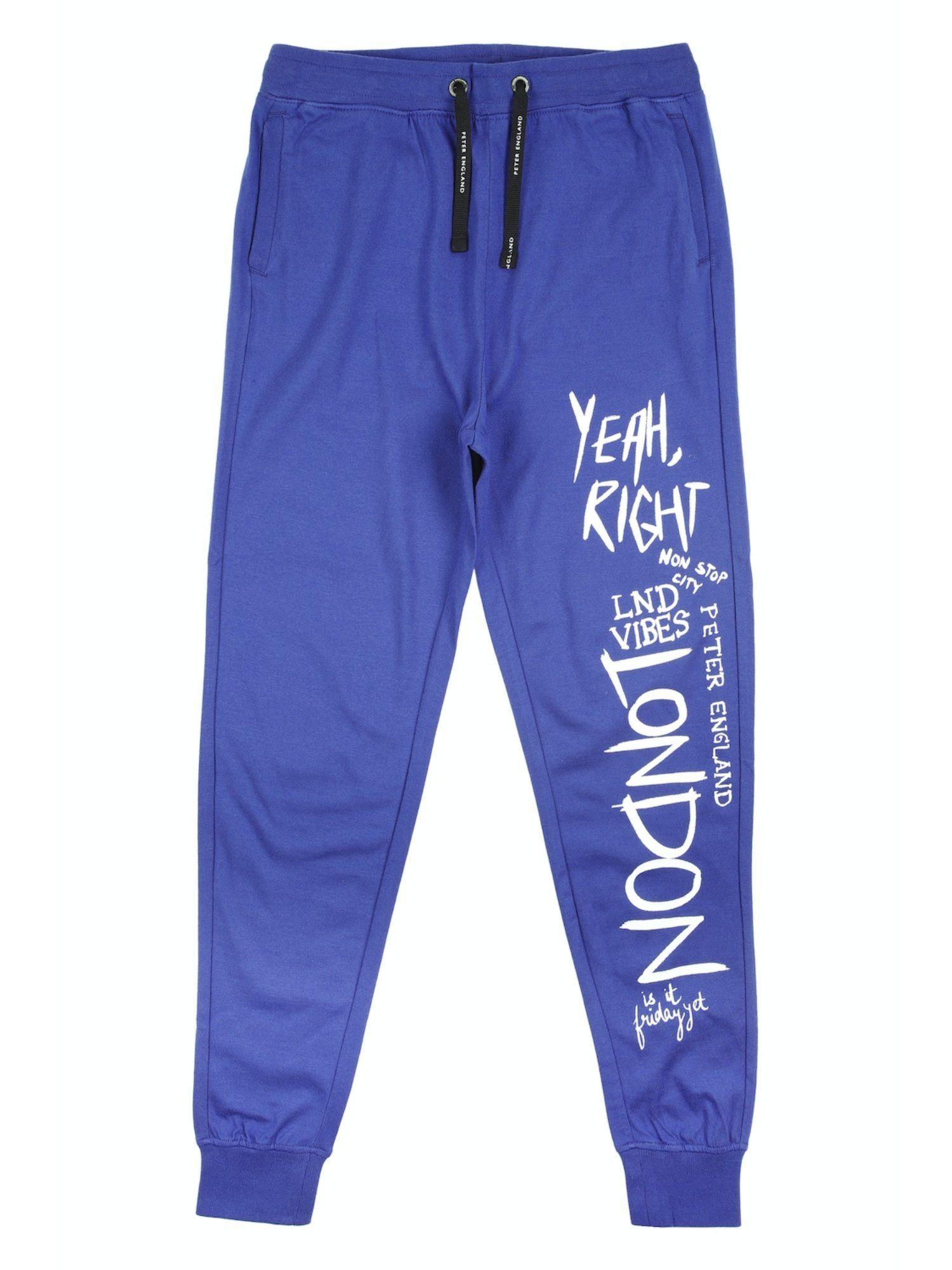 boys blue printed jogger pants