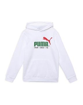 boys brand print regular fit hoodie