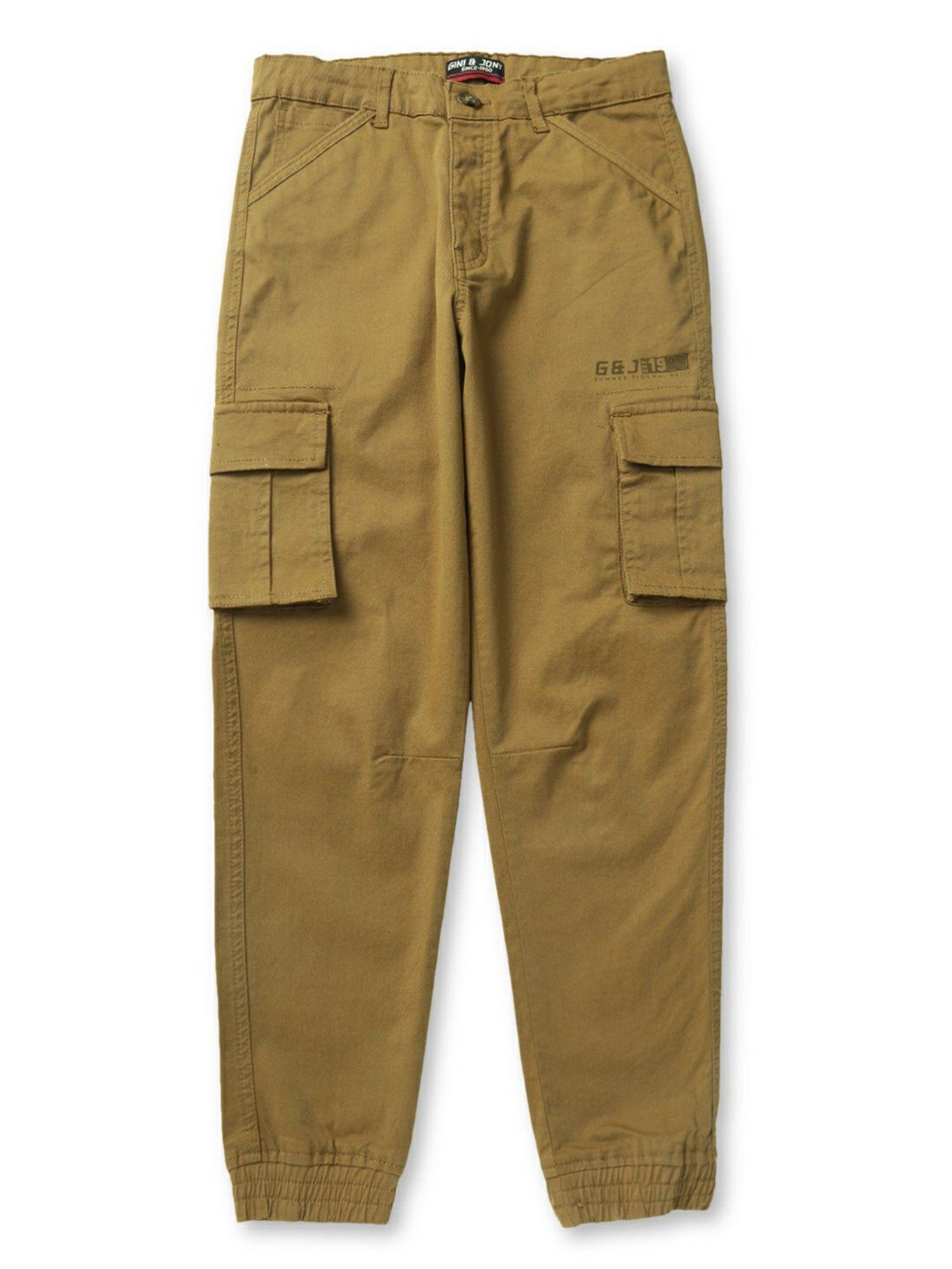 boys brown knitted solid trouser