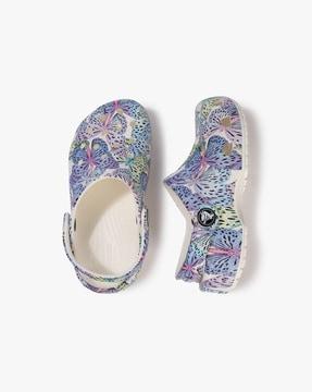 boys butterfly print k clogs with ankle-strap