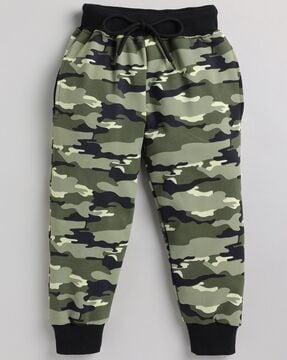 boys camouflage print joggers with drawstring waist