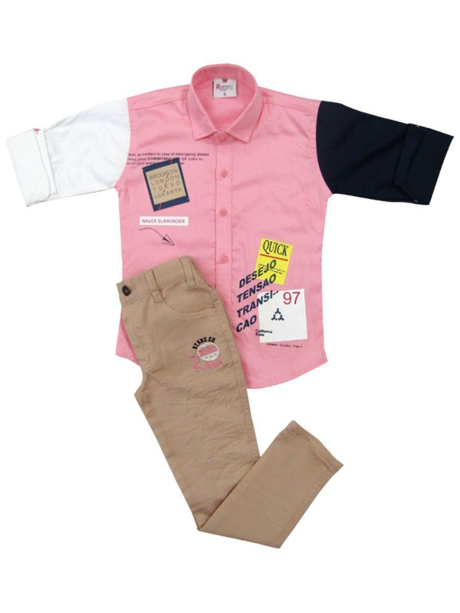 boys casual shirt and pant set