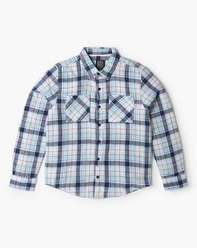 boys checked relaxed fit shirt