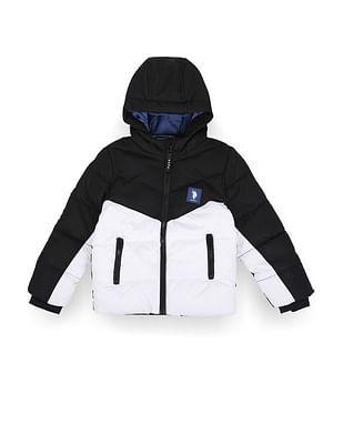 boys colour block hooded jacket