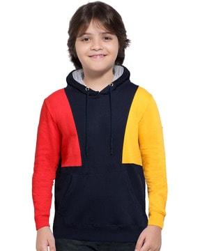 boys colour-block slim fit hoodie