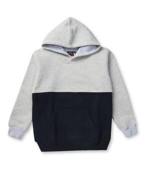 boys colourblock regular fit hoodie with kangaroo pocket