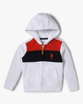 boys colourblock regular fit hoodie