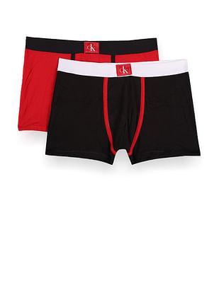boys contrast detail solid trunks - pack of 2