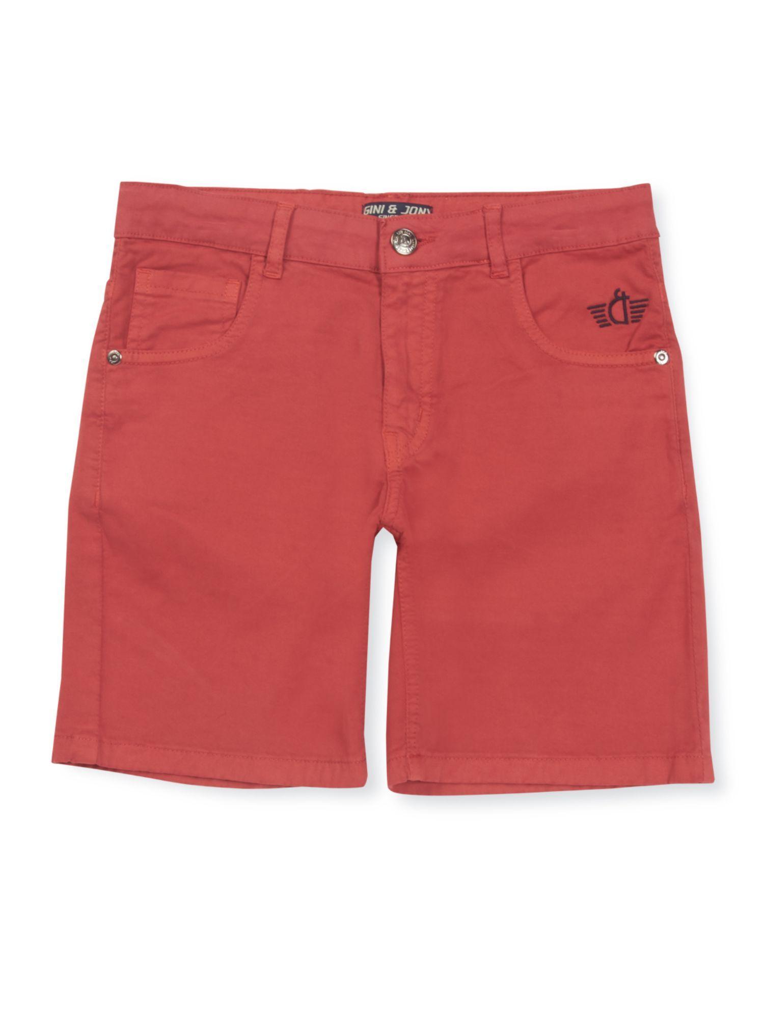 boys coral solid denim fixed waist shorts
