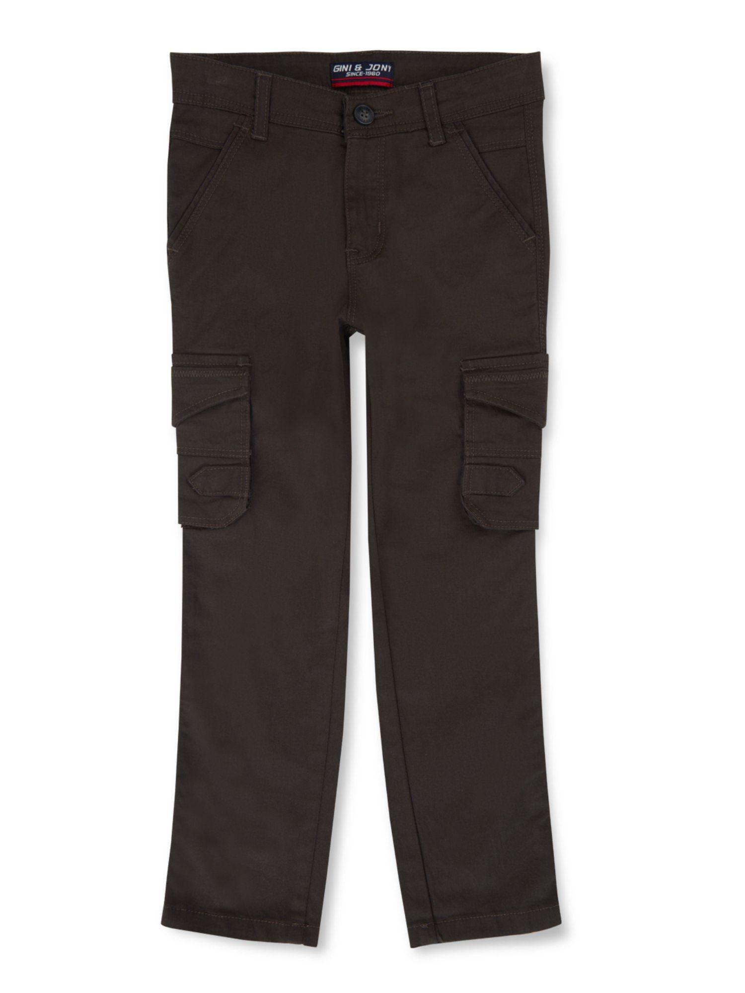 boys cotton brown solid trouser