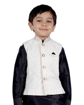 boys embellished button-down nehru jacket