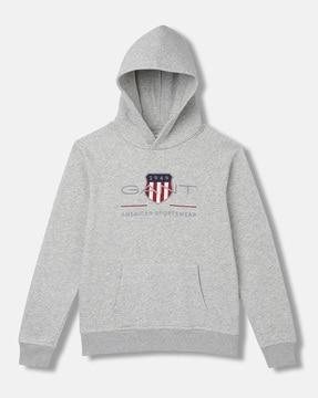 boys embroidered regular fit hoodie