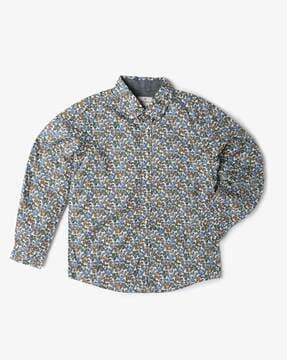 boys floral print regular fit cotton shirt