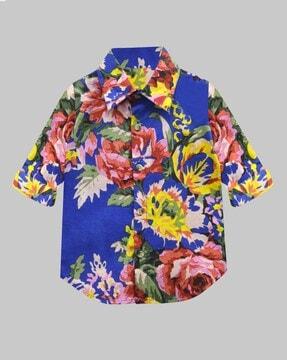 boys floral print regular fit shirt