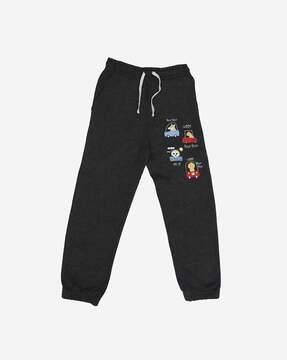 boys graphic print joggers with elasticated drawstring waist