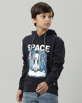 boys graphic print regular fit hoodie