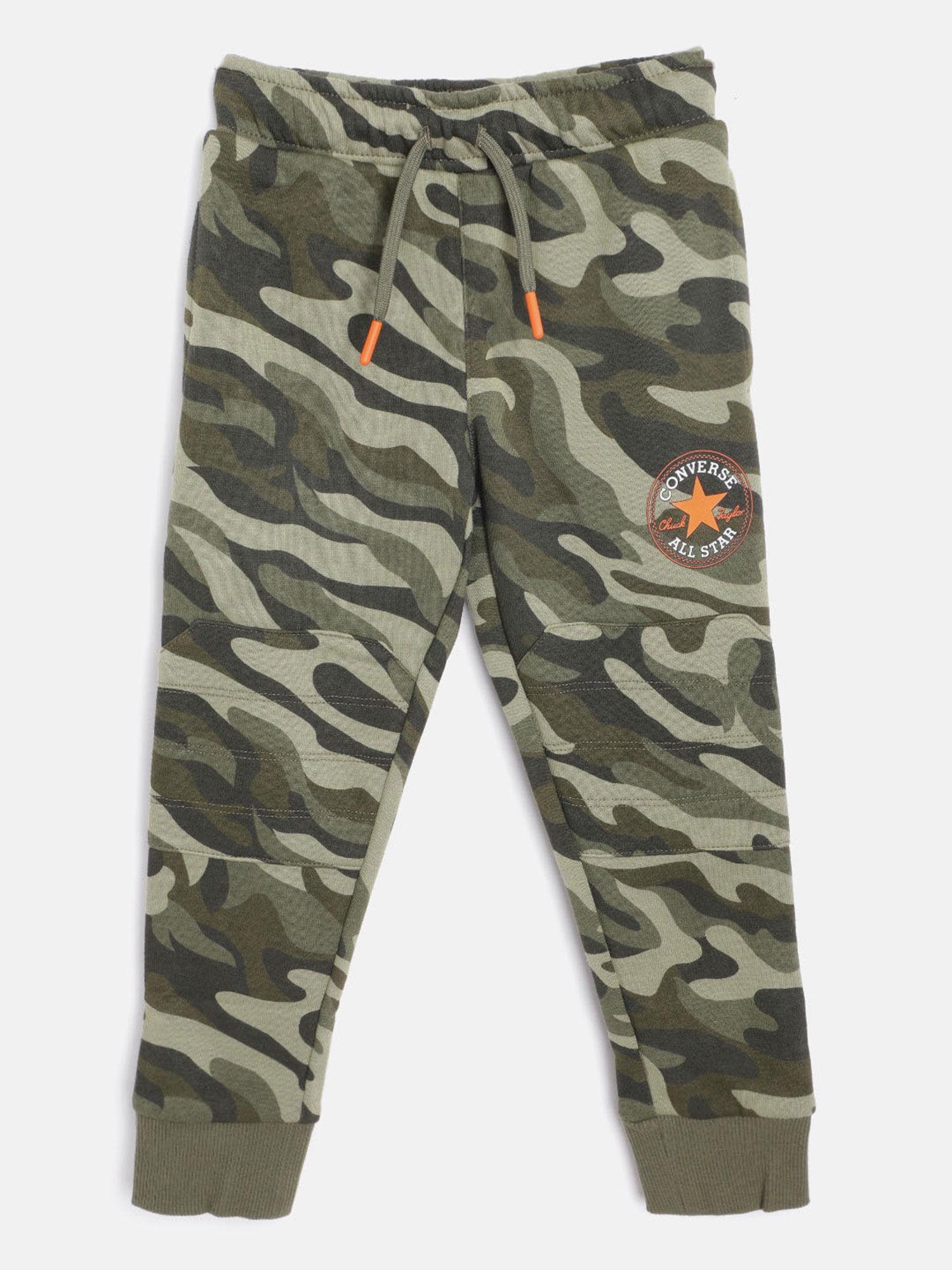 boys green camouflage joggers