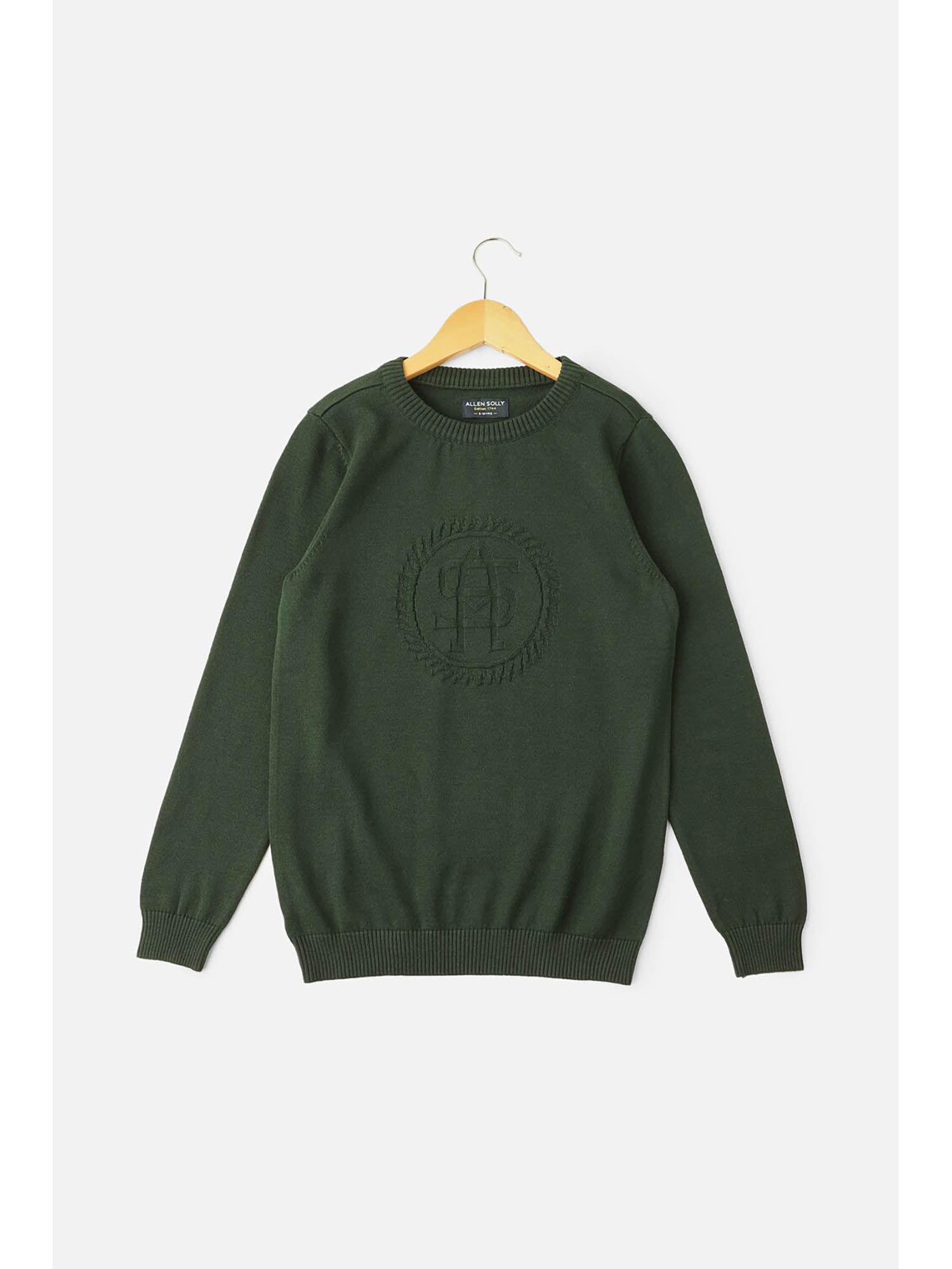 boys green solid regular fit sweater