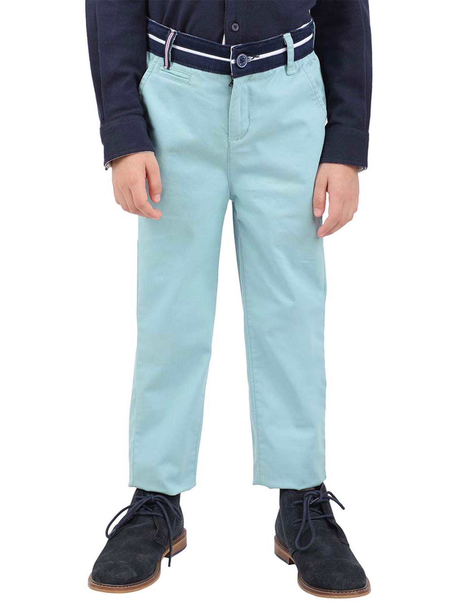 boys green solid trouser
