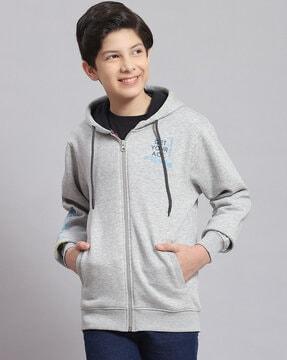 boys heathered zip-front regular fit hoodie