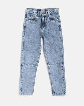 boys heavily washed slim fit jeans