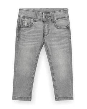 boys heavily washed slim fit jeans