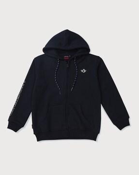 boys hooded jacket with logo print