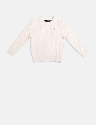 boys ivory essential cable knit sweater