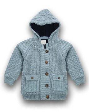 boys knitted hoodie with button-closure