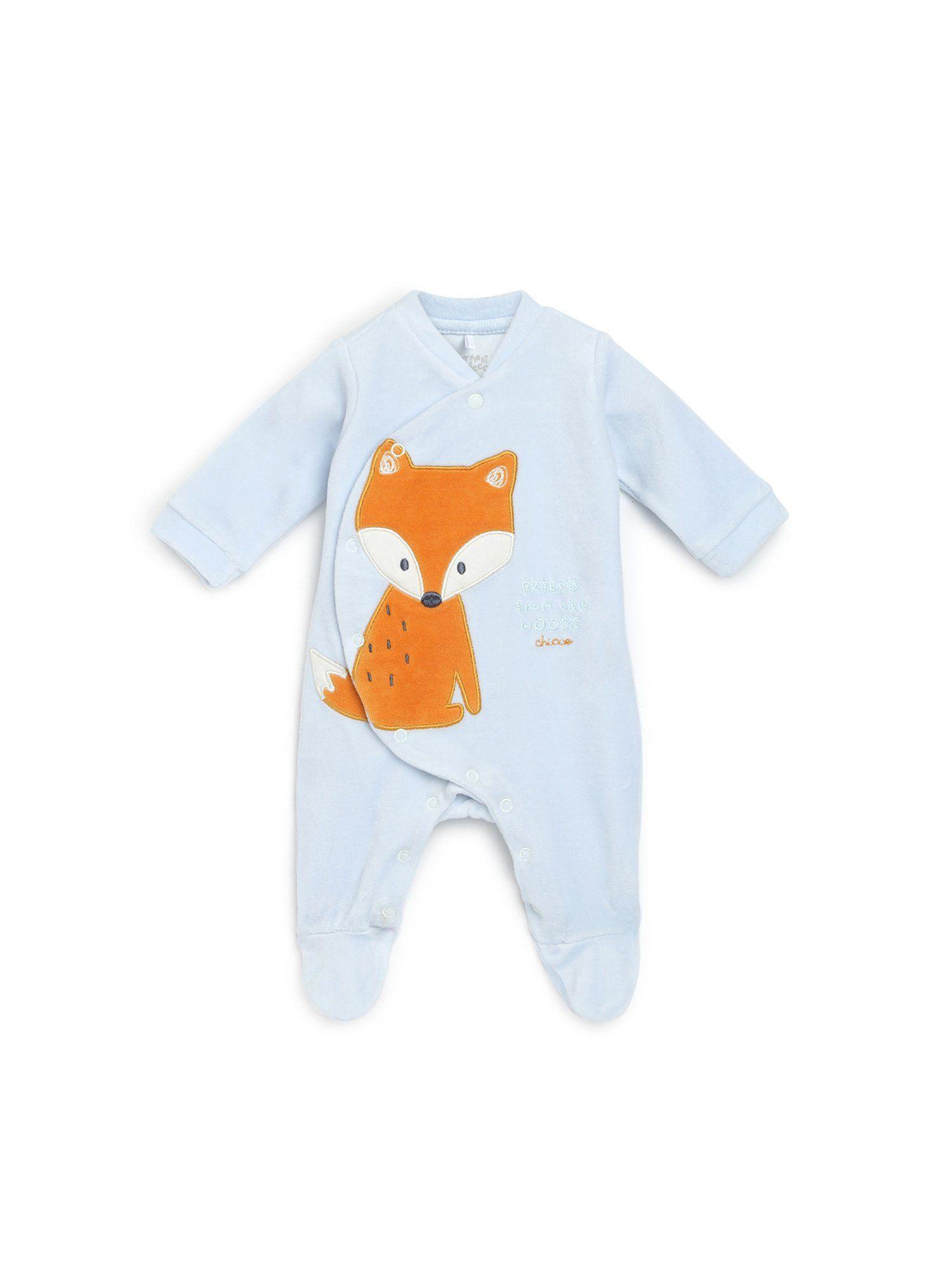 boys light blue front opening rompers