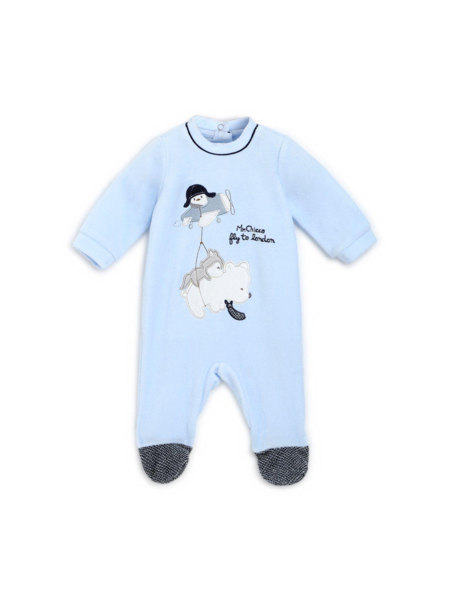 boys light blue nappy opening rompers