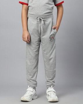 boys logo embroidered joggers with drawstring waist