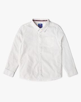 boys logo embroidered relaxed fit shirt