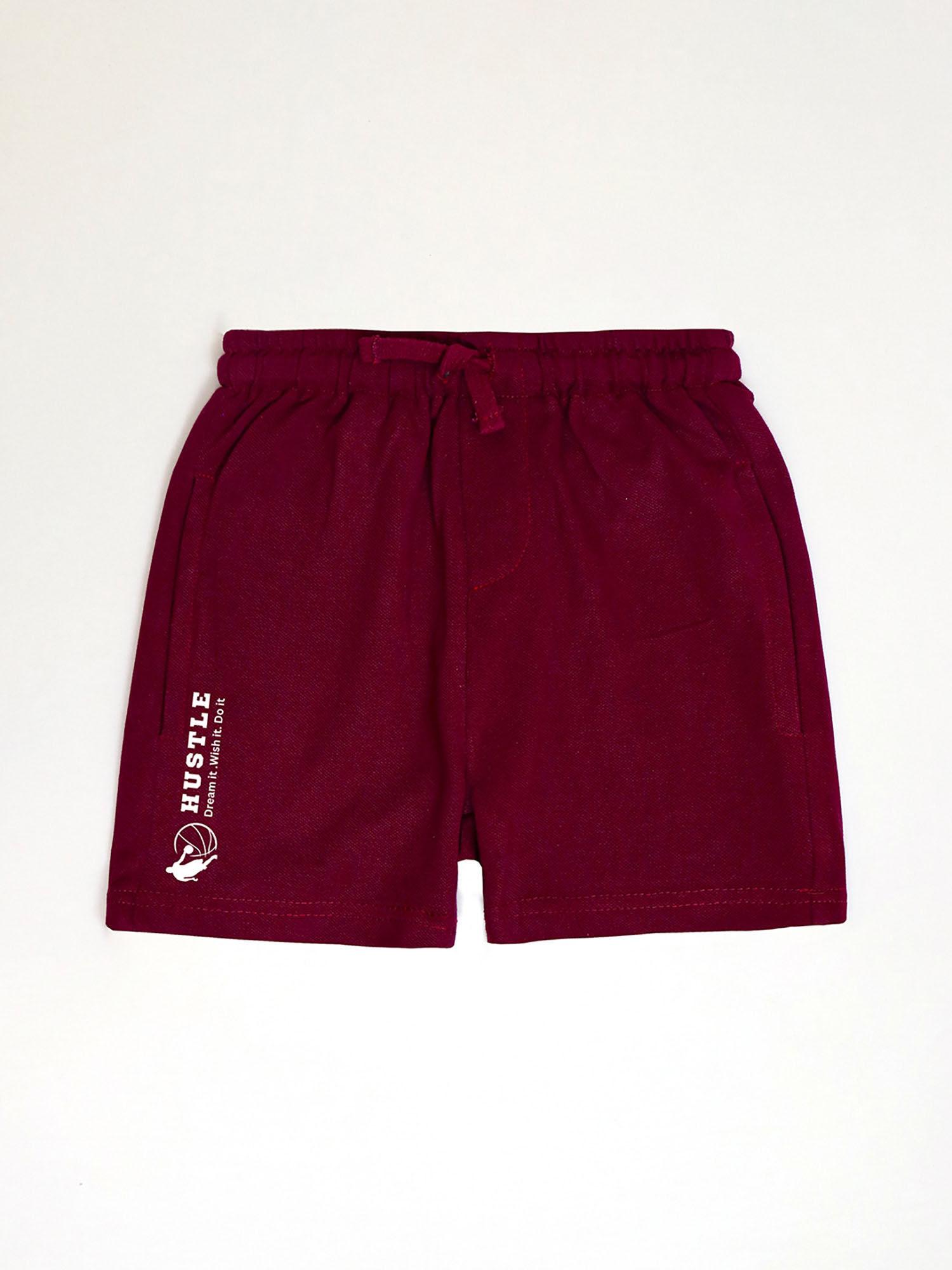 boys maroon hustle cotton shorts